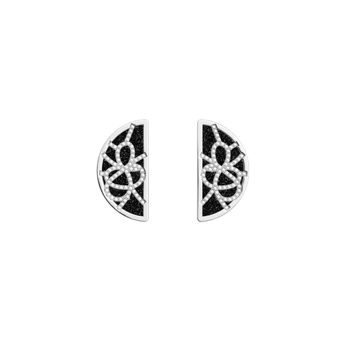 Boucles d'oreilles Pétales, cuir réversible / Paillettes noires - Les Georgettes - Modalova