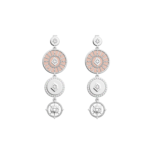 Boucles d'oreilles Astrale Pampille, cuirs réversibles / Rose Métal - Les Georgettes - Modalova