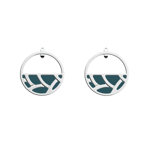 Boucles d'oreilles Tresse, cuirs réversibles Bleu Pétrole / - Les Georgettes - Modalova