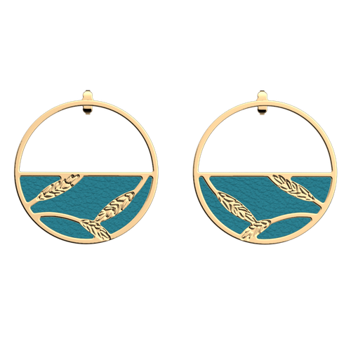 Boucles d'oreilles Épis de Blé, cuirs réversibles Bleu Georgettes / Écailles Bleutées - Les Georgettes - Modalova