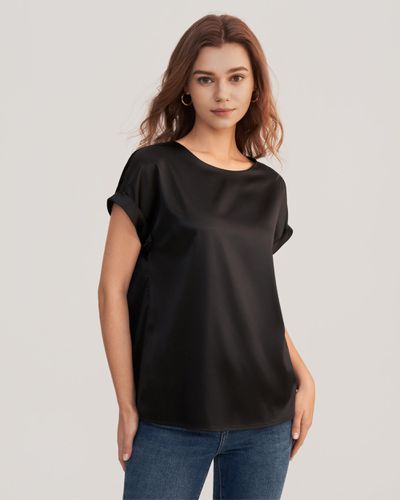 LILYSILK T Shirt En Soie Col Rond, Manches Courtes Soie Extensible De Qualité Température Réglable T-Shirt - LILYSILK - Modalova