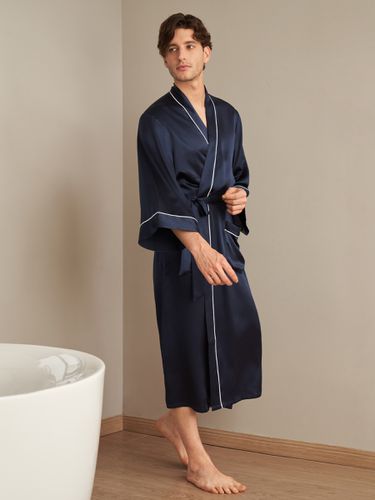 LILYSILK Robe De Chambre En Soie Naturelle Col Châle, Liseré Blanc 100% Soie Bon Rapport Qualité-Prix, Respectueux De La Peau XL - LILYSILK - Modalova