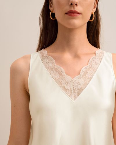 LILYSILK Haut En Soie, V-Cou Avec Dentelle, Ultra-Douce Et Luxueuse, Soie De Mûrier, Sans Produits Chimiques Nocifs - LILYSILK - Modalova