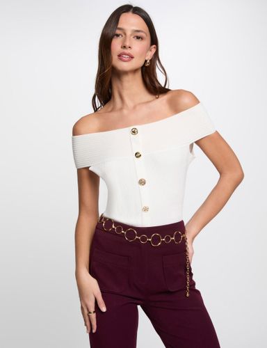 Pull col bardot blanc femme - Morgan - Modalova