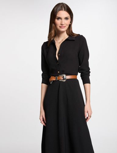 Robe midi droite fluide noir femme - Morgan - Modalova