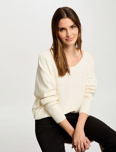 Pull col rond dos en V ivoire femme - Morgan - Modalova