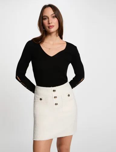 Jupe courte tweed ivoire femme - Morgan - Modalova