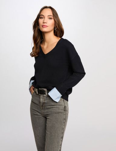 Pull col en V bleu marine femme - Morgan - Modalova