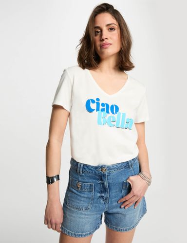 T-shirt à inscription blanc femme - Morgan - Modalova