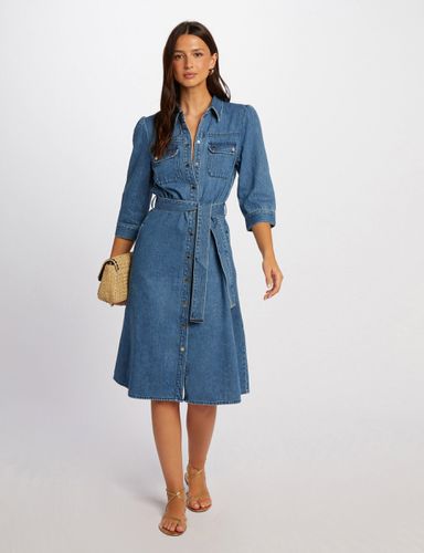 Robe chemise trapèze en jean - Morgan - Modalova