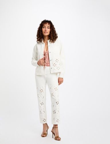 Veste en jean brodée blanc femme - Morgan - Modalova