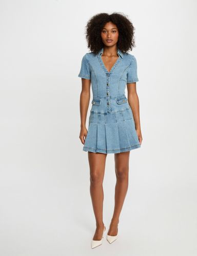 Robe courte trapèze en jean - Morgan - Modalova