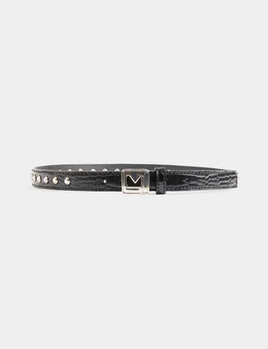 Ceinture croco et clous noir femme - Morgan - Modalova