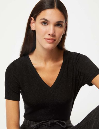 T-shirt manches courtes avec col en V - Morgan - Modalova