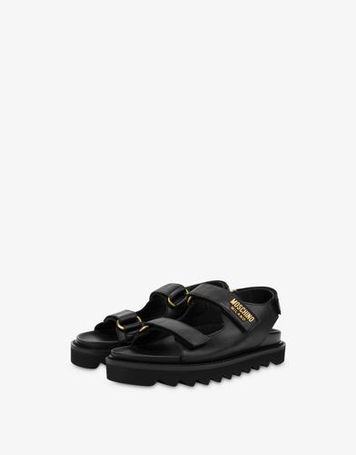 Sandales À Plateforme En Cuir De Veau Metal Logo - Moschino - Modalova