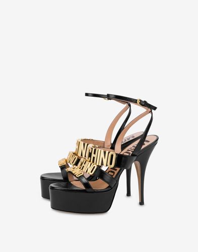 Sandales Hautes En Cuir De Veau Dégradé Metal Logo - Moschino - Modalova