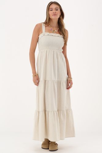 Robe longue aspect lin | - My jewellery - Modalova