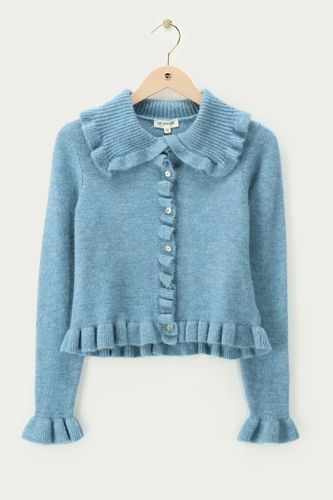 Cardigan bleu avec col à volants | - My jewellery - Modalova
