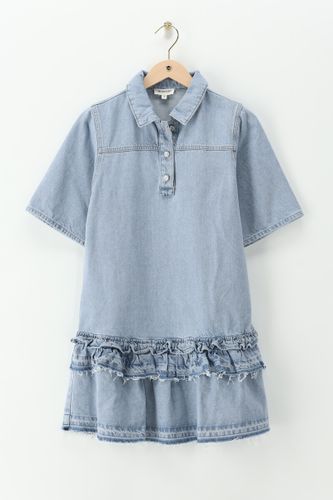 Robe manches courtes en denim à volants | - My jewellery - Modalova