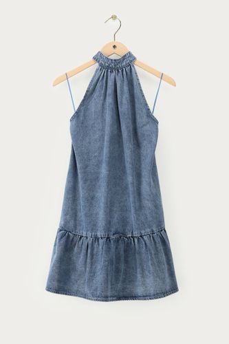 Robe col halter en denim | - My jewellery - Modalova