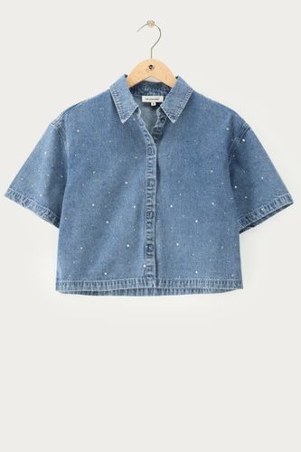 Chemise courte en denim avec strass | - My jewellery - Modalova
