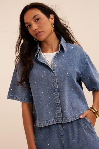 Chemise courte en denim avec strass | - My jewellery - Modalova