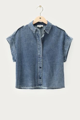 Top en denim à manches courtes retroussées | - My jewellery - Modalova
