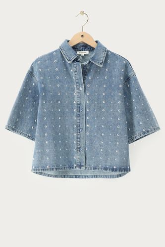 Chemise courte en denim oversize cloutée | - My jewellery - Modalova