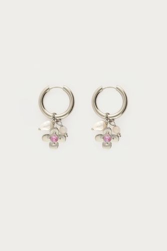 Boucles d'oreilles Botanical maxi avec fleur et strass rose | - My jewellery - Modalova