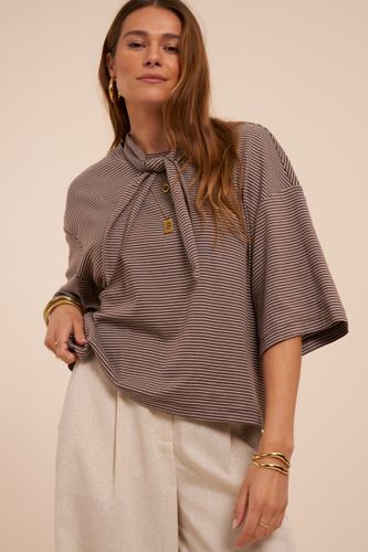 T-shirt rayé avec col à nouer | - My jewellery - Modalova