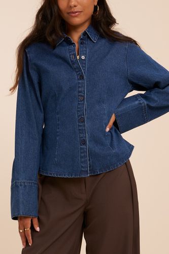 Chemise en denim bleu marine ajustée | - My jewellery - Modalova