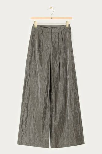 Pantalon large en simili cuir vert avec plis | - My jewellery - Modalova