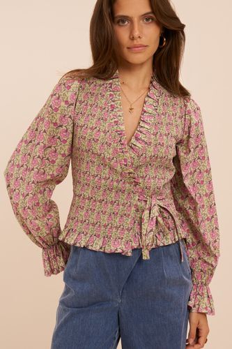 Top portefeuille à imprimé fleuri avec empiècement à smocks | - My jewellery - Modalova
