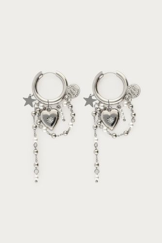 Boucles d'oreilles chaîne avec cœur et perles fantaisie | - My jewellery - Modalova