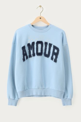Sweat à écusson en denim "Amour" | - My jewellery - Modalova
