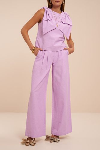 Pantalon lilas large aspect lin | - My jewellery - Modalova