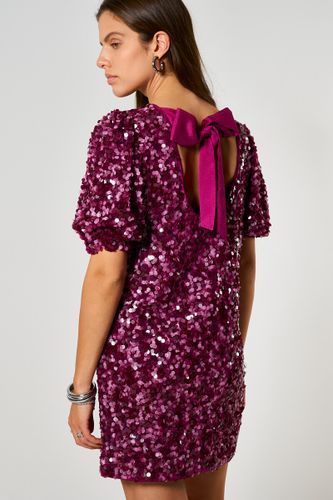 Robe violette à manches bouffantes et paillettes | - My jewellery - Modalova