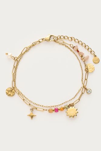 Bracelet double Sunrocks avec perles fantaisie et charm soleil | - My jewellery - Modalova