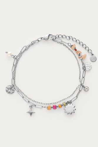 Bracelet double Sunrocks avec perles fantaisie et charm soleil | - My jewellery - Modalova