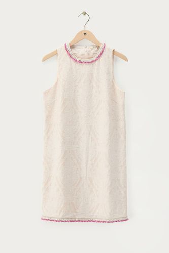 Robe blanche en jacquard à volants et bord rose | - My jewellery - Modalova