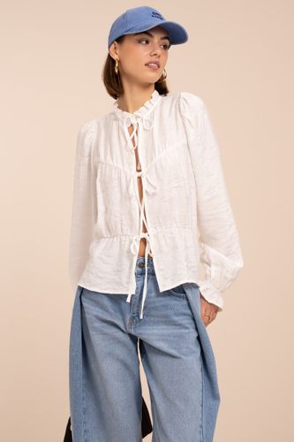 Top en jacquard avec nœuds et manches à volants | - My jewellery - Modalova