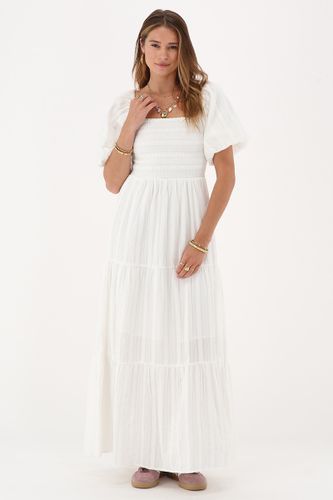 Robe maxi blancheà smocks et manches bouffantes | - My jewellery - Modalova