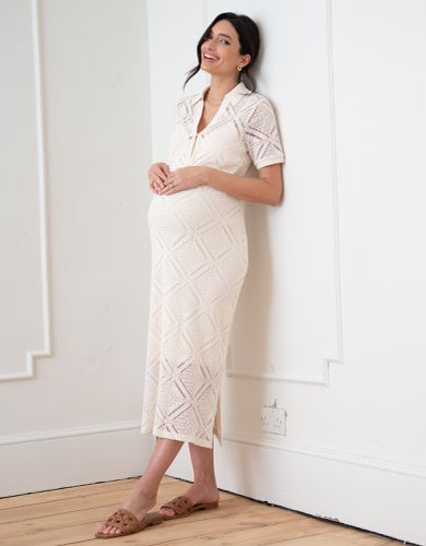 Crochet-Look Collar Maternity-To-Nursing Midi Dress | - Seraphine - Modalova