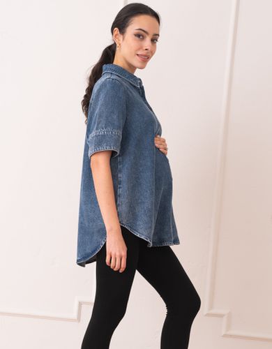 Chemise à manches courtes en denim Tencel™ grossesse et allaitement - Seraphine - Modalova