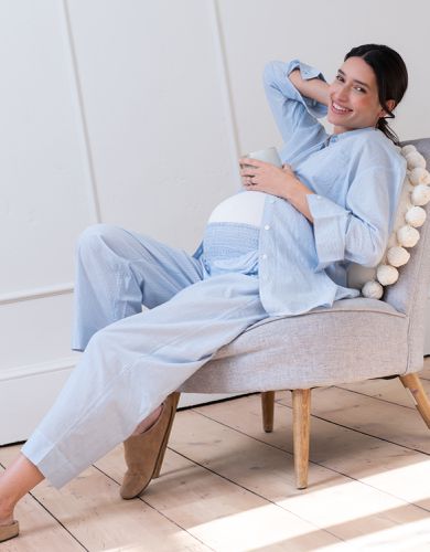 Fine Stripe Full-Length Cotton Pyjama Maternity-To-Nursing Set | - Seraphine - Modalova
