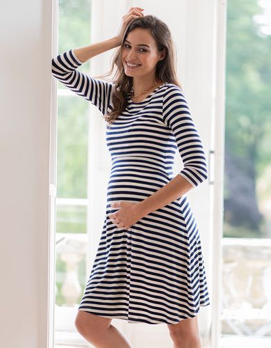 Robe grossesse et allaitement haut en maille fleurie en coton mélangé –  Bleu marine