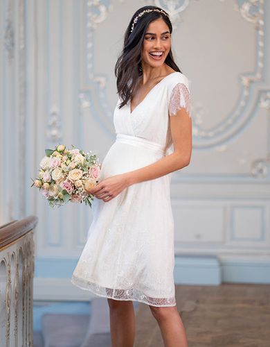 Short Lace V Neck Maternity Wedding Dress | - Seraphine - Modalova