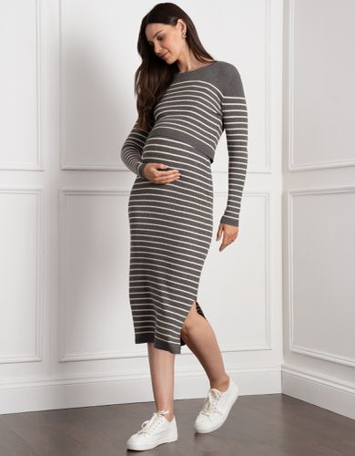 Crew Neck Layered Knit Maternity & Nursing Dress | - Seraphine - Modalova