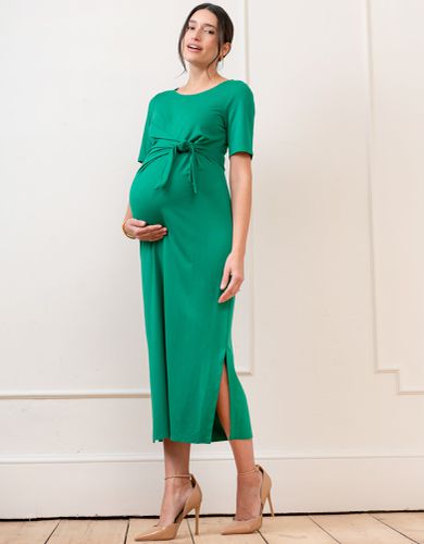 Tie-Front Ponte Roma Jersey Maternity Dress | - Seraphine - Modalova