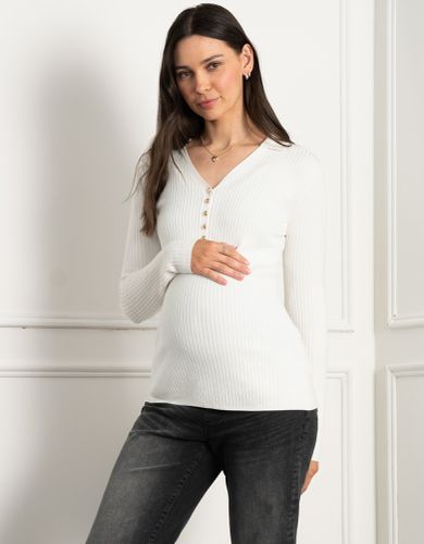 Rib Knit Collar Detail Maternity & Nursing Top | - Seraphine - Modalova